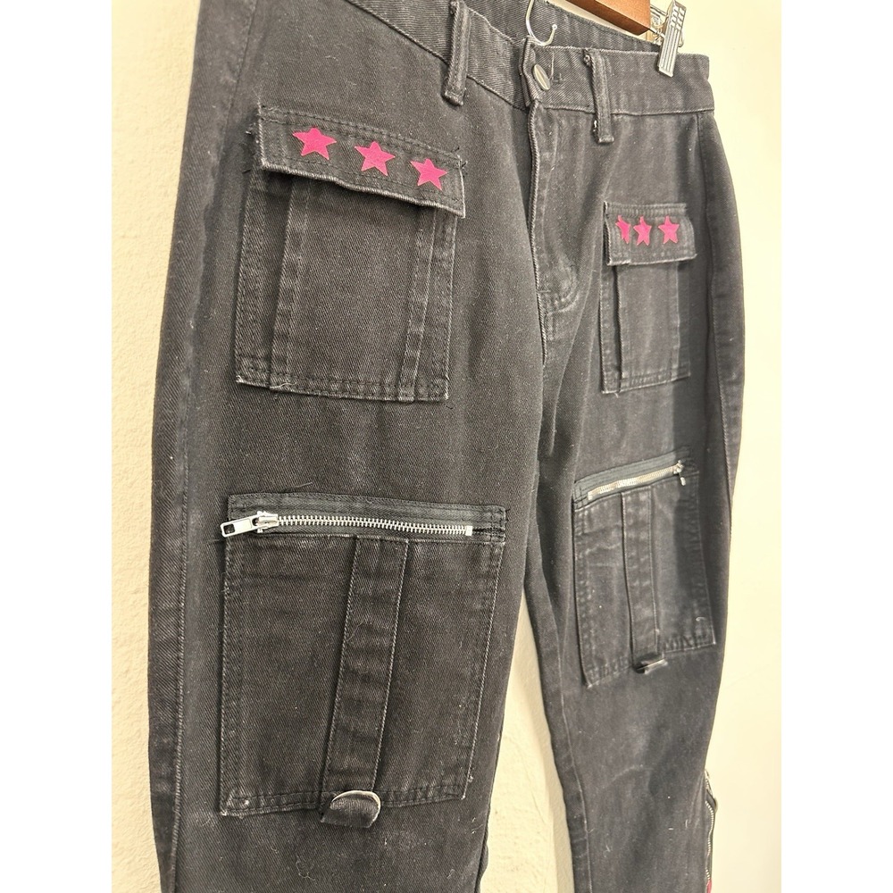 [NO TAG] Tripp NYC Pants Black Hot Pink Bondage Goth Rave Punk Hot Topic 30W - Picture 5 of 8